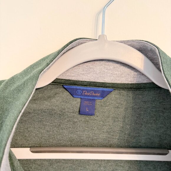 🌿 David Donahue Quarter-Zip Pullover – Heather Green – Size L - Picture 3 of 5
